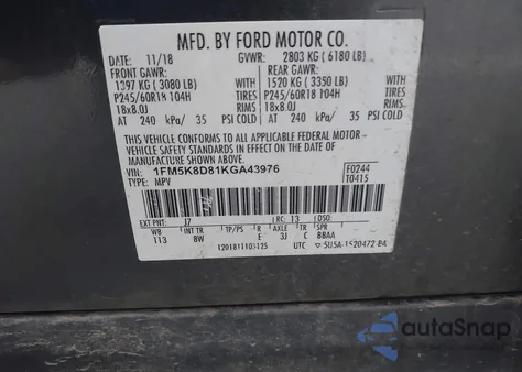 2019 Ford Explorer Xlt from USA, damaged, VIN 1FM5K8D81KGA43976